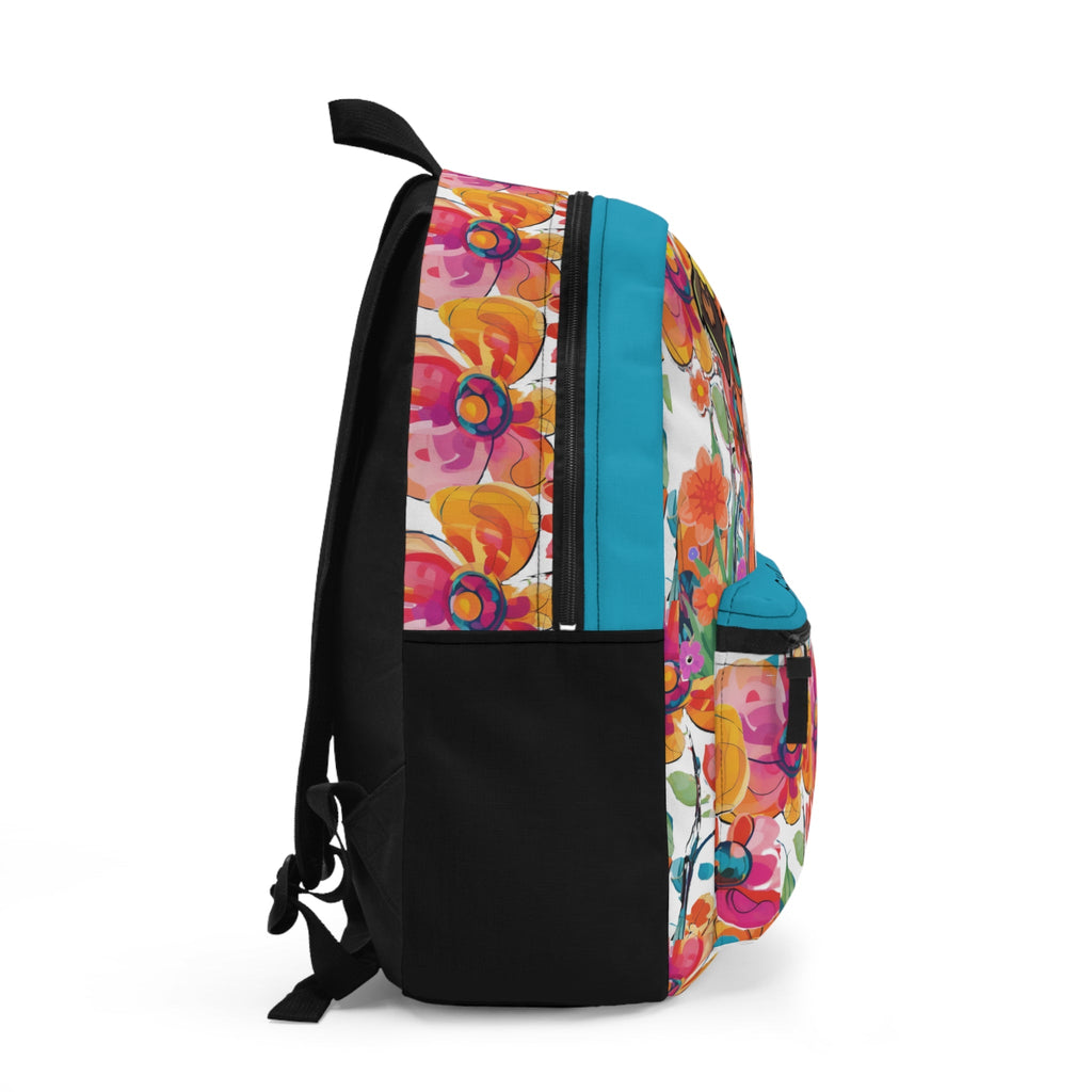 Whimsical Dog with Glasses Backpack, Cute Pet School Bag, Floral Cartoon Rucksack, Kids Dog Lover Gift, Stylish Travel Backpack